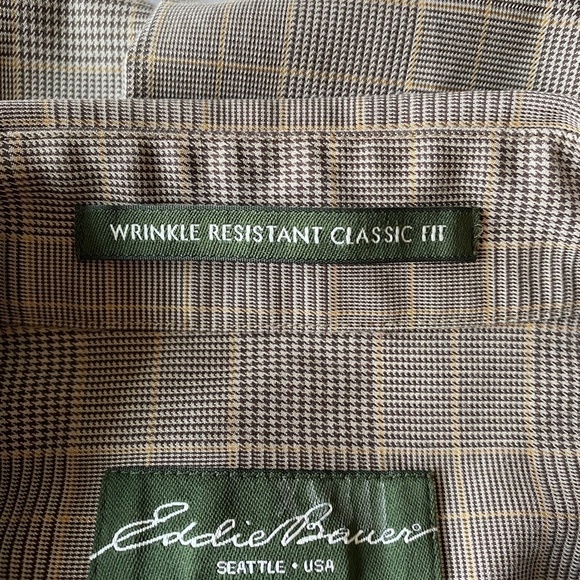 Eddie Bauer Beige/Tan Men's Classic Fit Long Sleeve Button Up Shirt Size‎ TXL - Picture 12 of 13